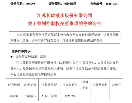  控制权平稳过渡，长龄液压迎来新格局；夏继发家族逐步退出，无锡核芯破浪强势入主。 股票财经
